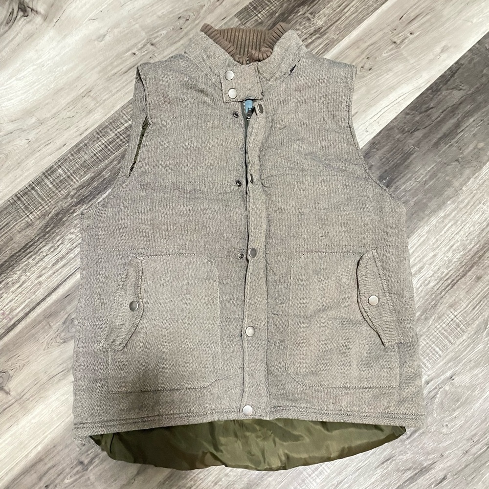 Heritage 1981 Olive and Brown Herringbone Vest Jacket Size X Large